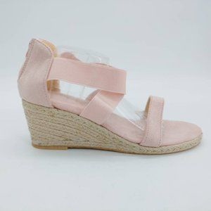 Rosy Womens Espadrilles Sandals Pink Strappy Wedge Heels Back‎ Zip EUR 43 New